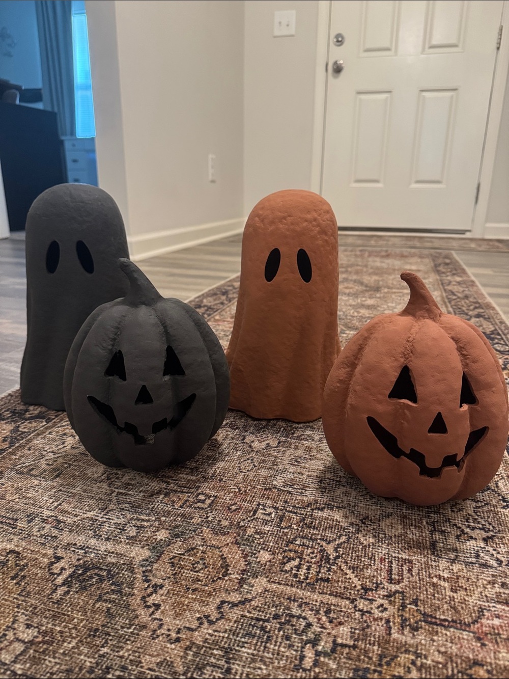 Halloween Jackolanterns and Ghost Décor Set - Terra-cotta and Black